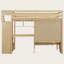 Lit mezzanine simple au-dessus de simple avec escalier, bureau intégré, tête de lit et tablettes - Lit superposé en bois de pin avec compartiments de rangement-1225815663