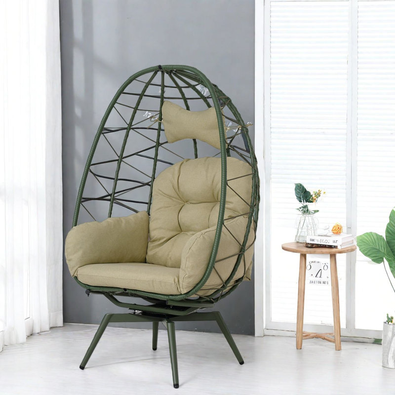 Chaises longues pivotantes de patio, chaise en rotin moderne en acier pour la maison