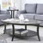 Tables basses contemporaines ovales en gris - moderne avec bouleau et étagère de rangement supplémentaire-666979657
