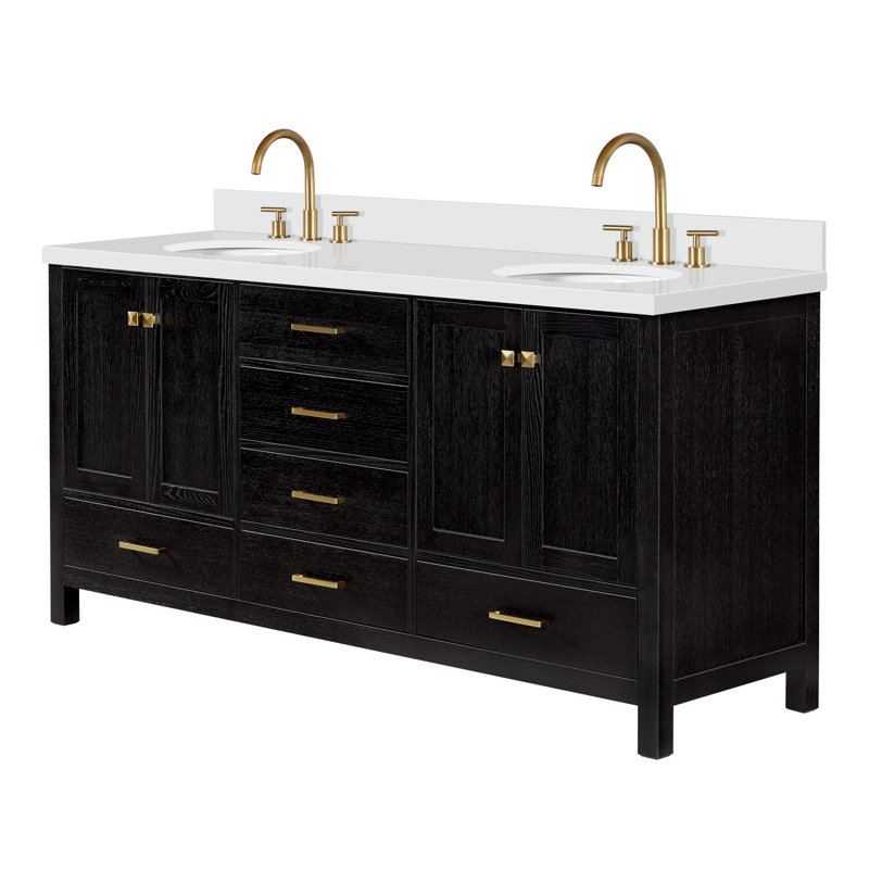 Amariani 73" Double Bathroom Vanity Set, Black Oak, Oval