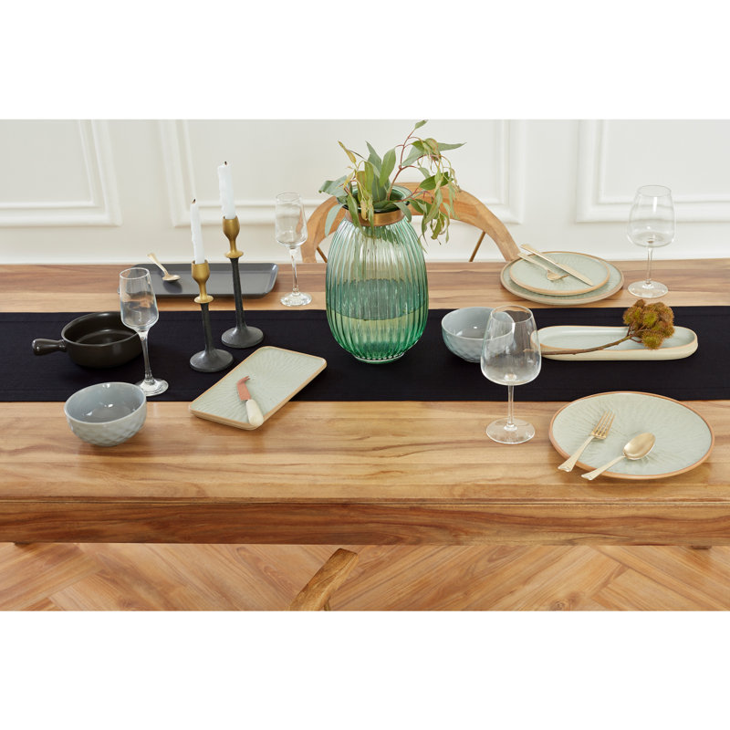 Medium Weight Hemstitch - 100% Pure Linen Table Runner, Black, 36" x 14"