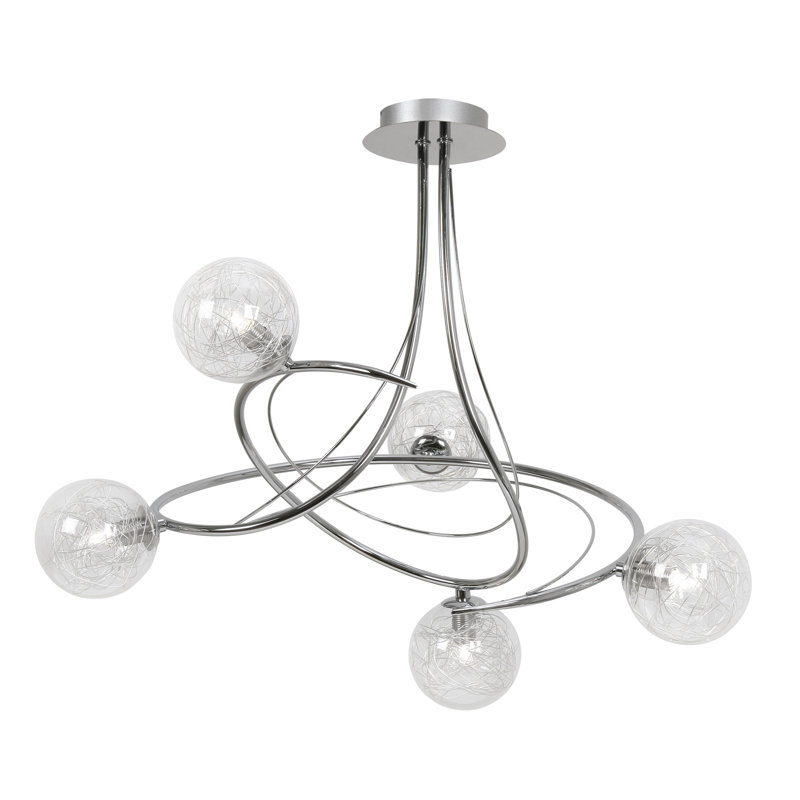 Tabia Clear Glass Semi Flush Mount, Chrome