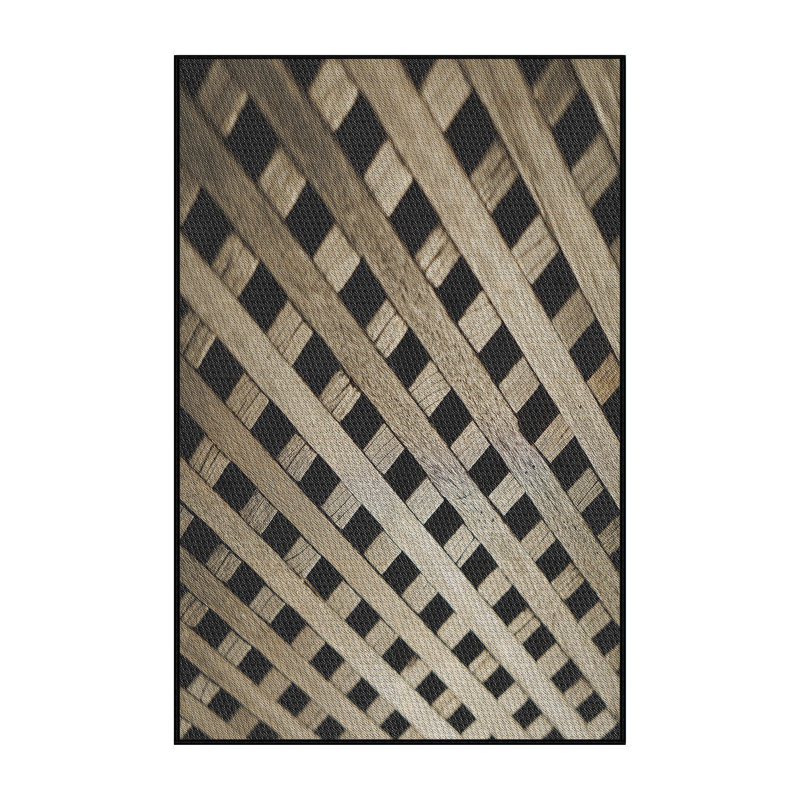 Tapis noir/jaune à motifs, Rectangle 5 pi x 7 pi