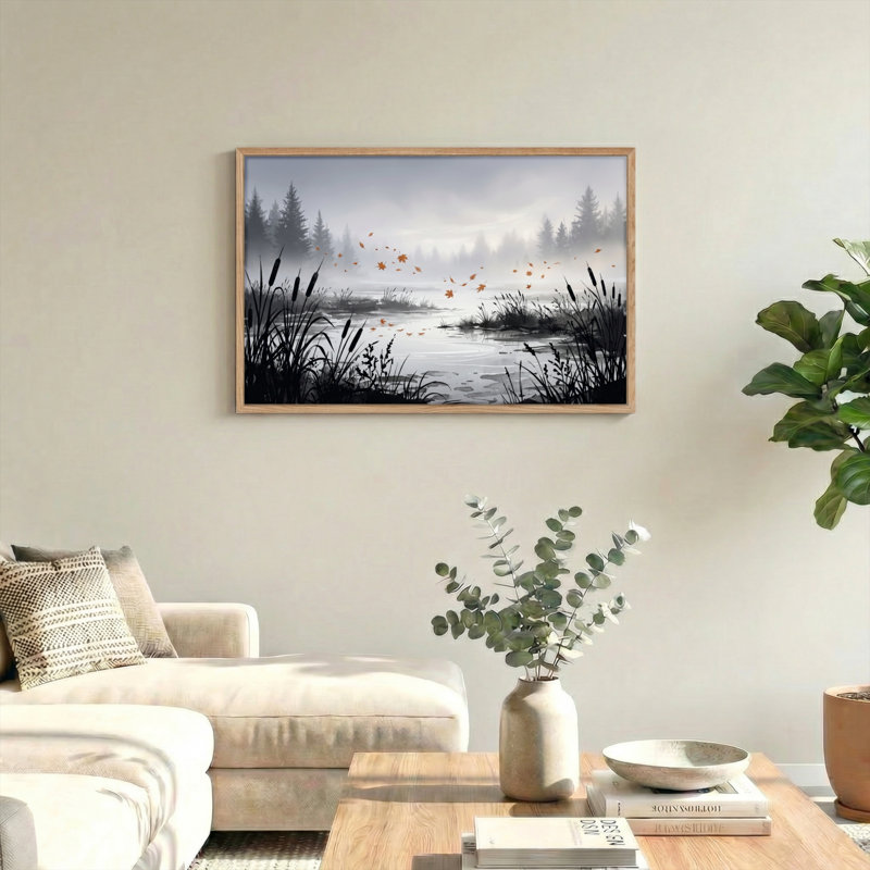 Ensemble de 1 tableau sur toile Forêt brumeuse, 28"H x 40"W, Natural