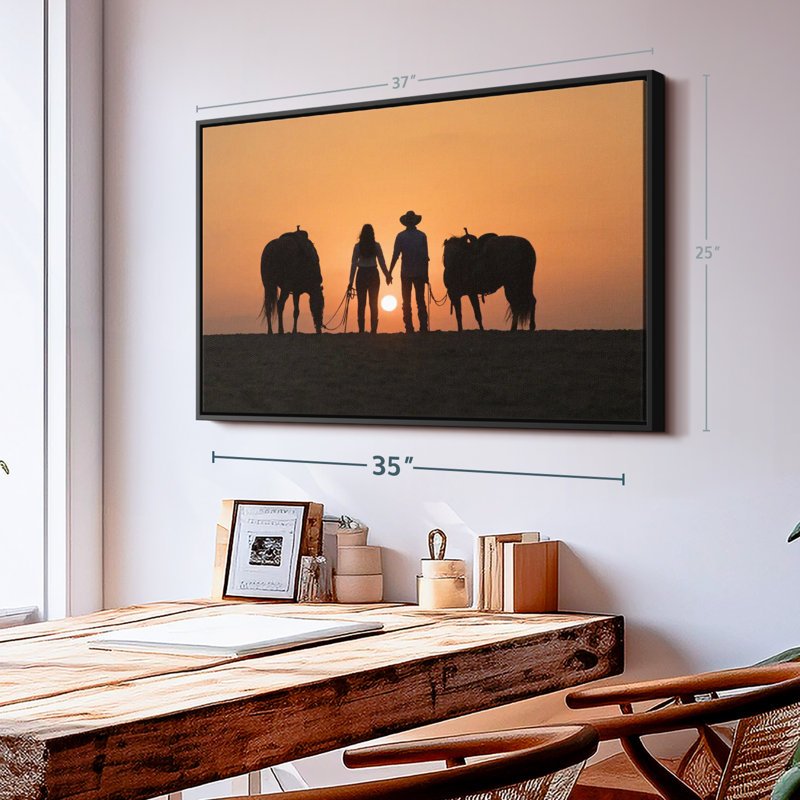 «Cowboy Couple Wall Art», H 25 po x l 37 po