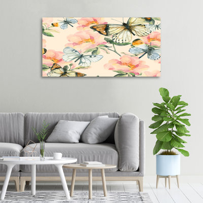 Butterflies And Flowers - Wrapped Canvas Print
