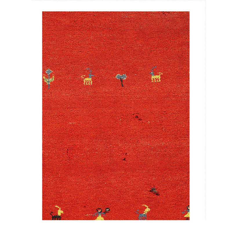 Red Hand Knotted Gabbeh Rug 4'x 6'