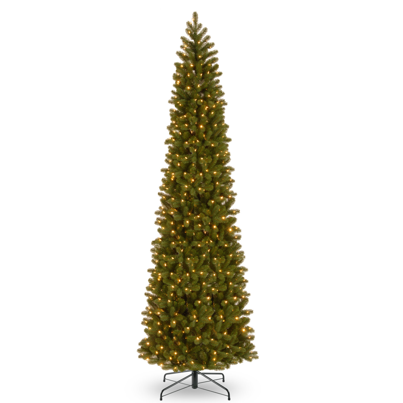 The Holiday Aisle® Downswept Douglas Fir Pencil Slim Tree with Clear Lights, 12'