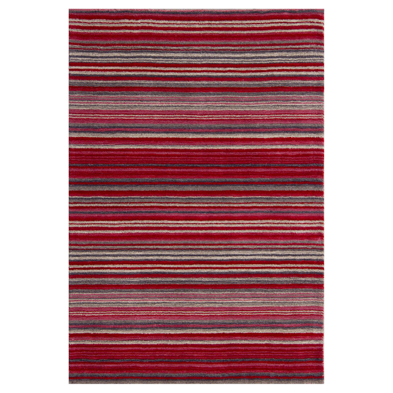 Tarren Handwoven Wool Red Rug, Rectangle 120 x 170cm