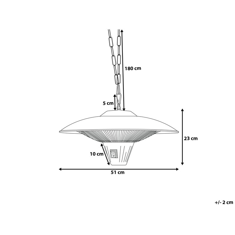 Electric Hanging Patio Heater, Silver