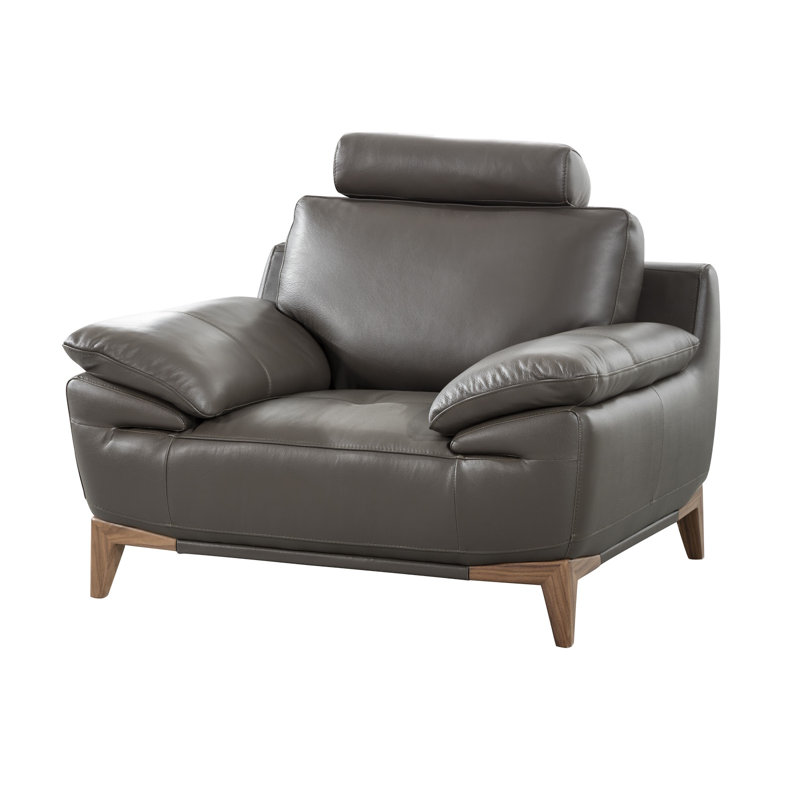 Mehaffey Leather Armchair, Gray Genuine Leather