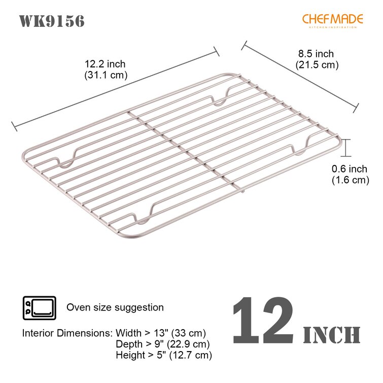CHEFMADE Baking and Cooling Rack, 12.2-Inch Non-Stick Rectangle Wire Rack for Oven Baking (Champagne Gold)