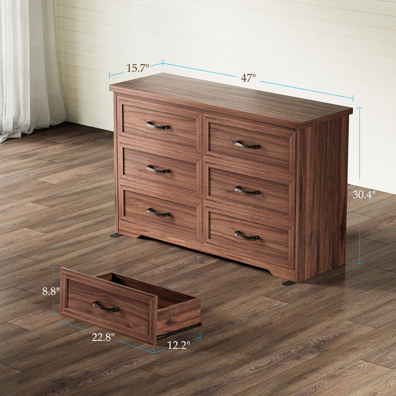 Ensemble de chambre à coucher 3 pièces Stonebridge - Commode 6 tiroirs, commode 6 tiroirs et 2 tables de chevet avec éclairage à DEL et prises de courant
