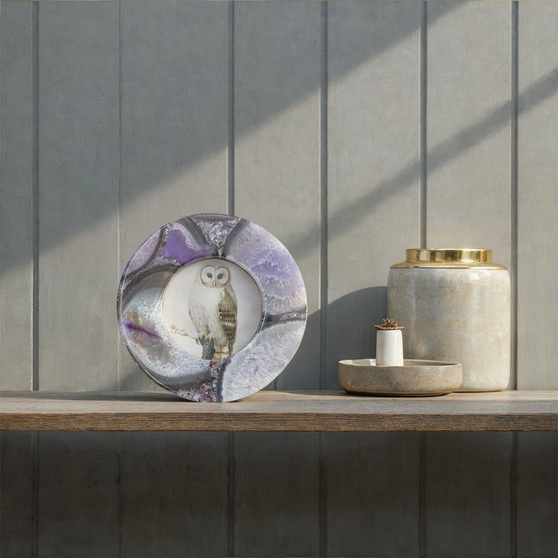 Cadre photo rond en agate