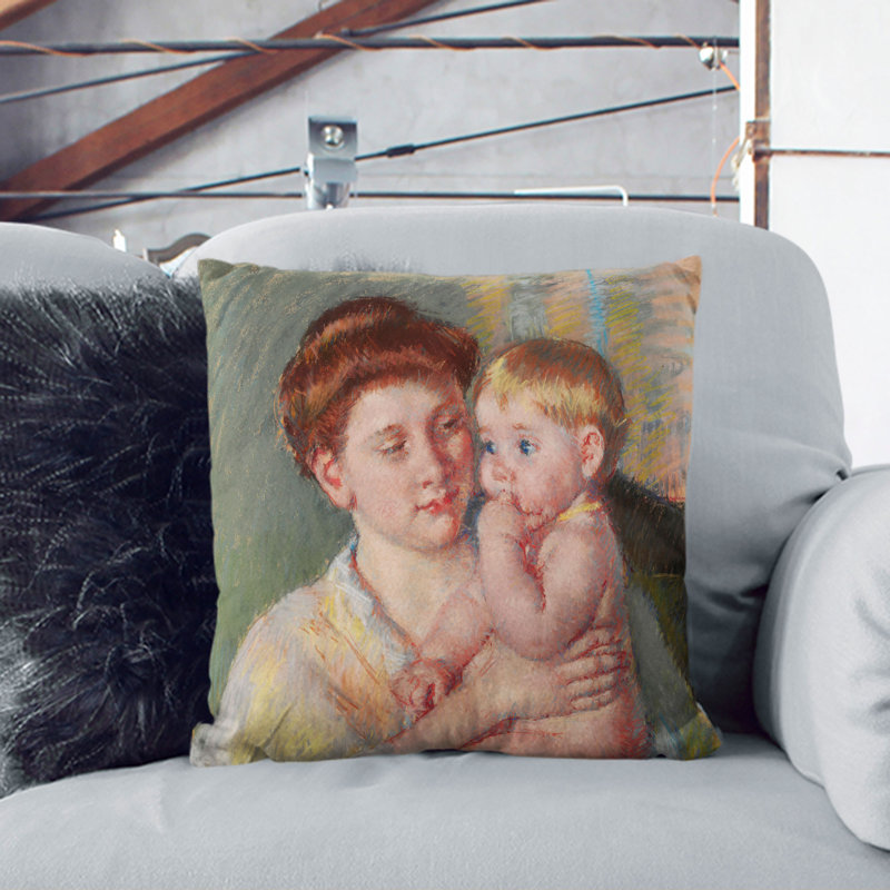 Mother And Child Vol.4 Square Throw Cushion, Black, 55cm H x 55cm W x 20cm D