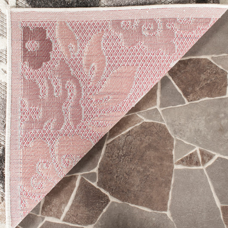 Roebuck Rectangle Floral Hand Woven Indoor / Outdoor Area Rug, Rectangle 99 x 160cm
