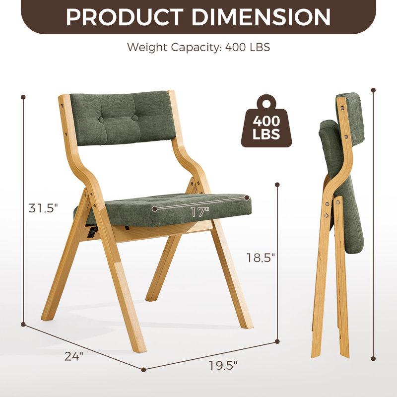 Chaises de restaurant pliantes empilables intérieur / extérieur, Green/Natural, 6