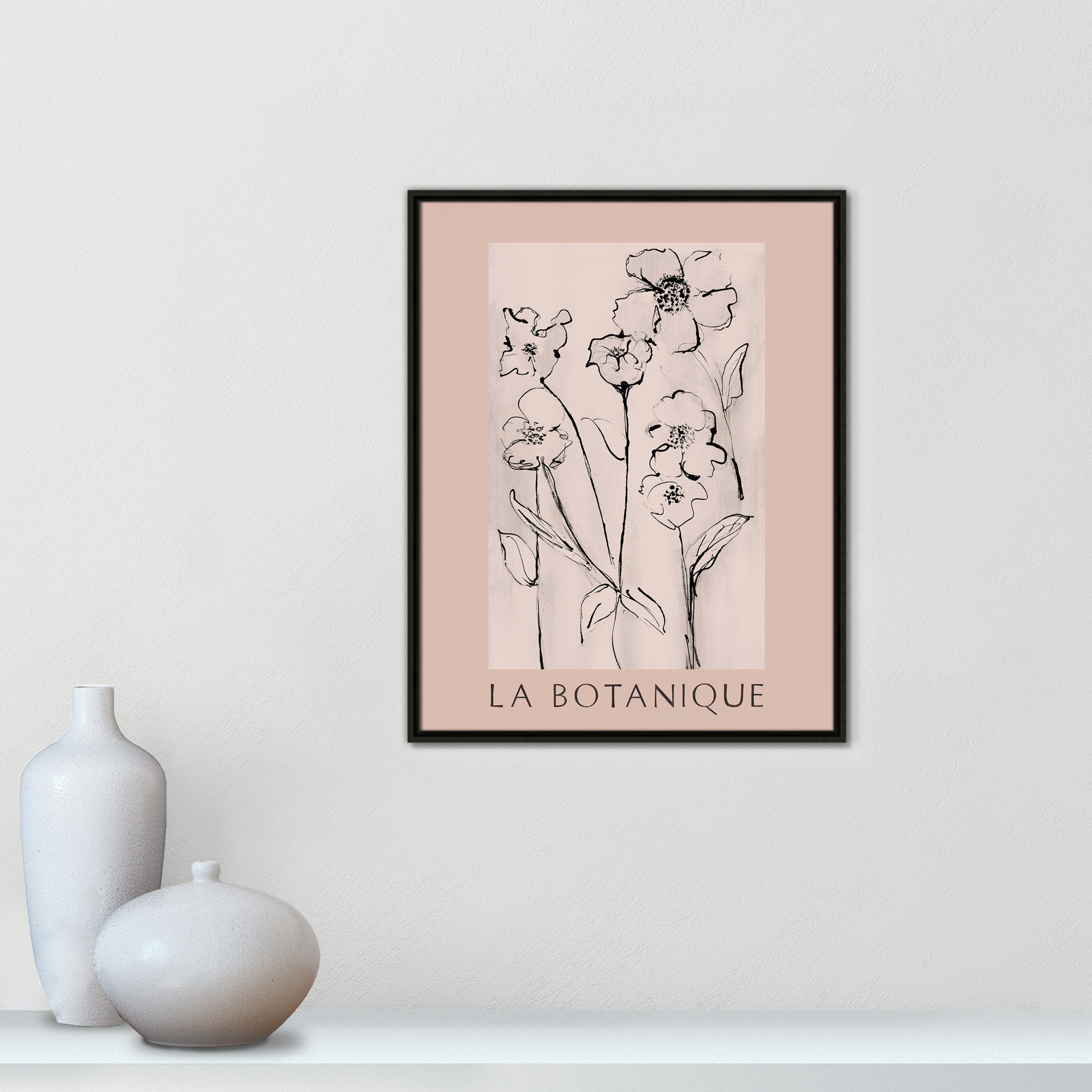Botanical Poster Collection " La Botanique " by Susan Jill, Espresso Floater Frame, No, 29.5" H x 23.5" W x 2" D