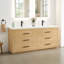 Meuble-lavabo double 72 po en chêne délavé avec lavabo artificiel blanc sans miroir Abia