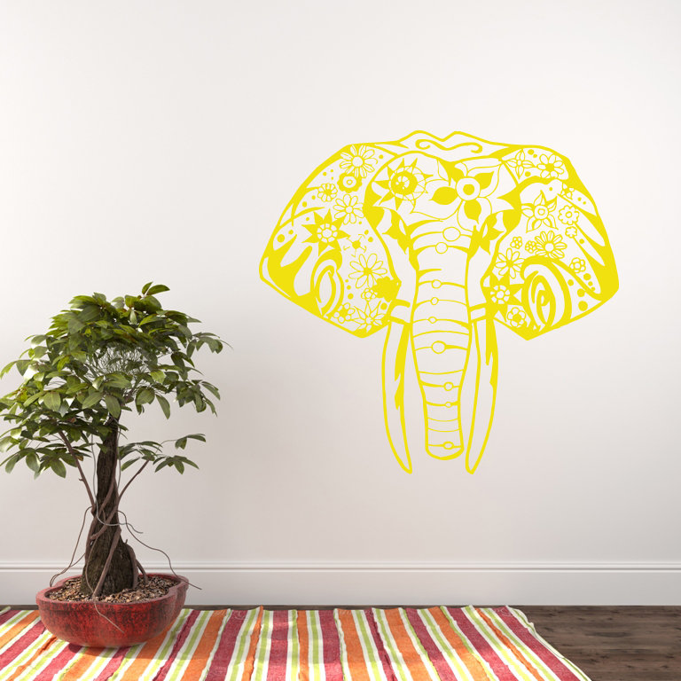Décalcomanie murale éléphant yoga Litton, Jaune