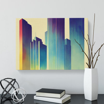 XXX-H1022-WF-10020X Watercolour Skyscraper Skyline Vol.2 Abstract - Wrapped Canvas Painting