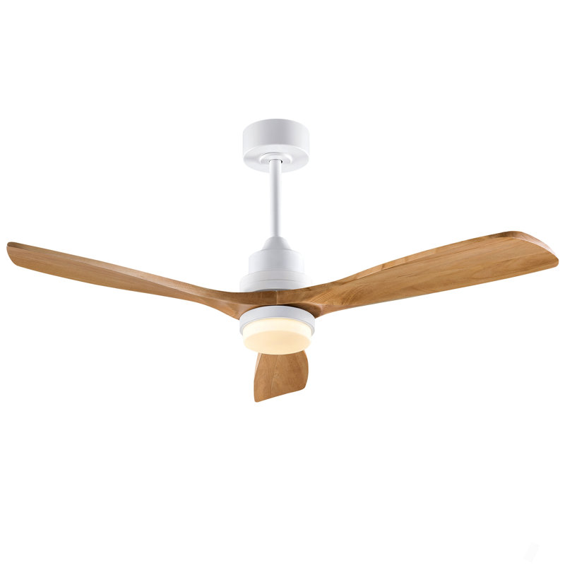 Ventilateur de plafond moderne chaud de 52 pouces avec 3 couleurs à intensité variable et 3 pales en bois réglables avec télécommande et lumière DEL