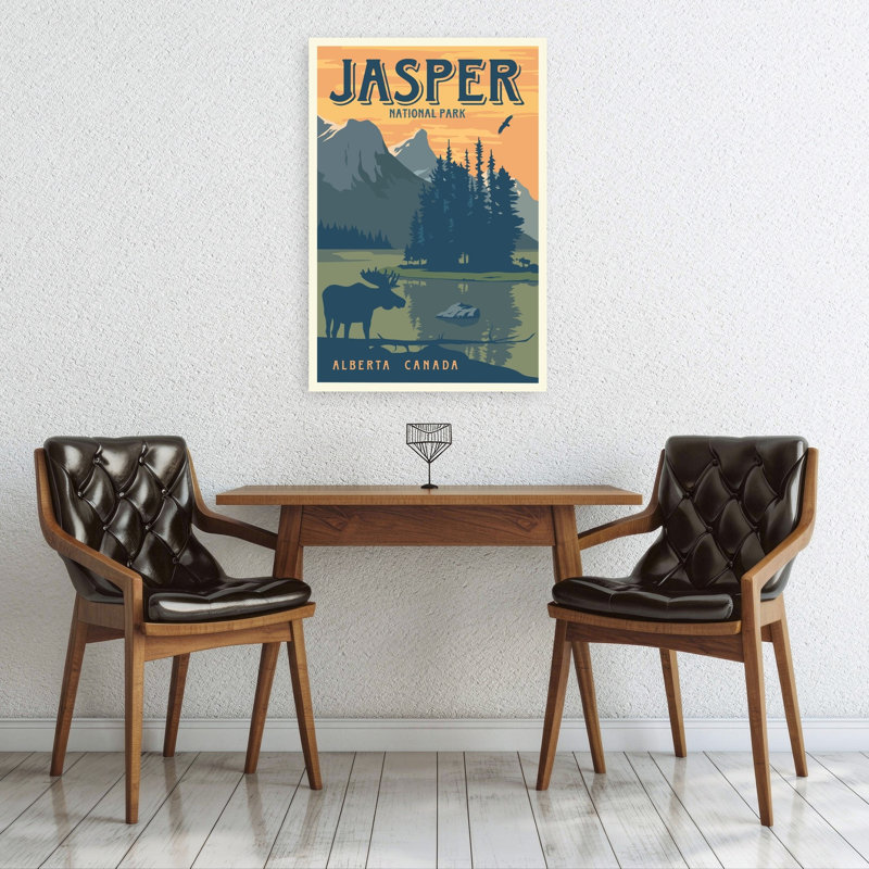Jasper Moose Lake Sunset Abstract Contemporary Bird Animal Landscape Wall Art Print 1 Piece Wrapped Canvas Wall Art