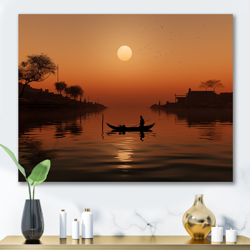 «Hinduism Varanasi Reverence I», reproduction sur toile, Encadrement doré, H 12 po x l 20 po
