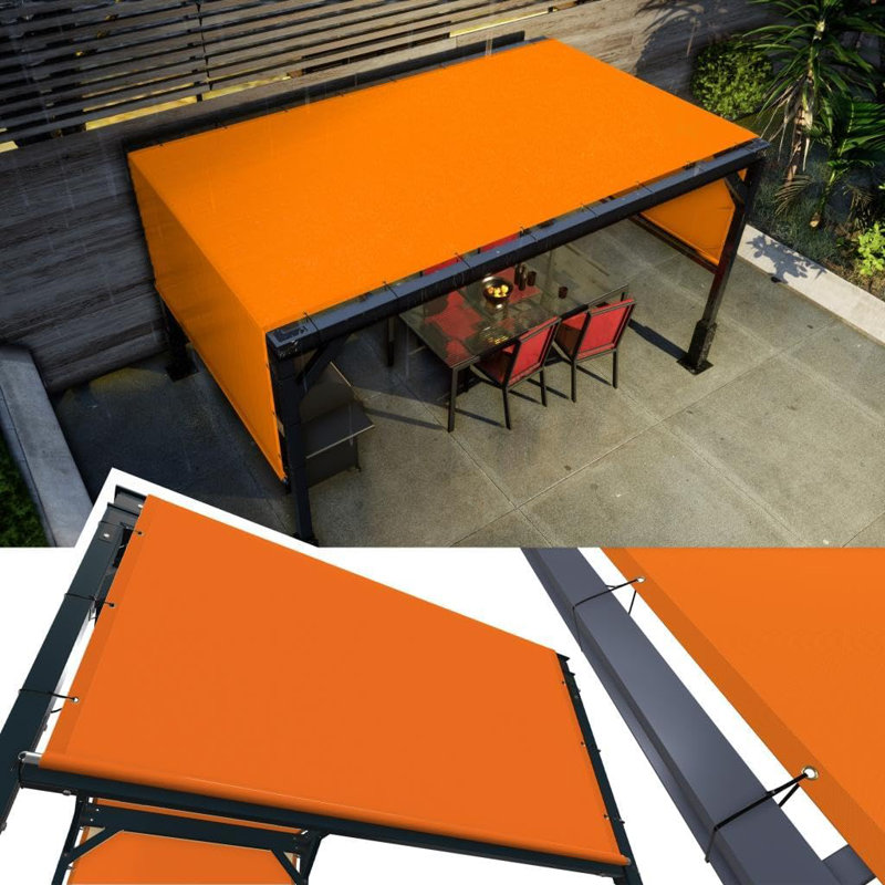 Amgo Customize Waterproof Pergola Canopy Replacement Cover, 95% UV Blockage, with Stainless Steel Weighted Rods, Orange