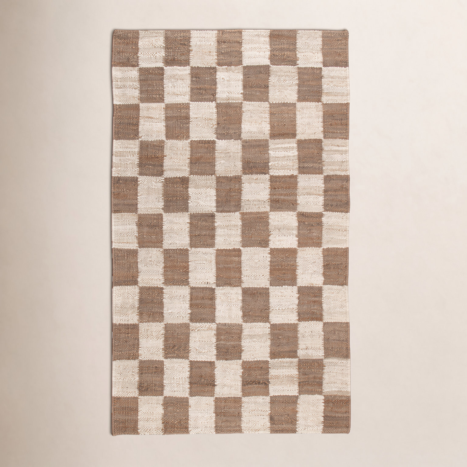 Madalene Natural Ivory Checkered Jute Rug, Rectangle 2' x 3'