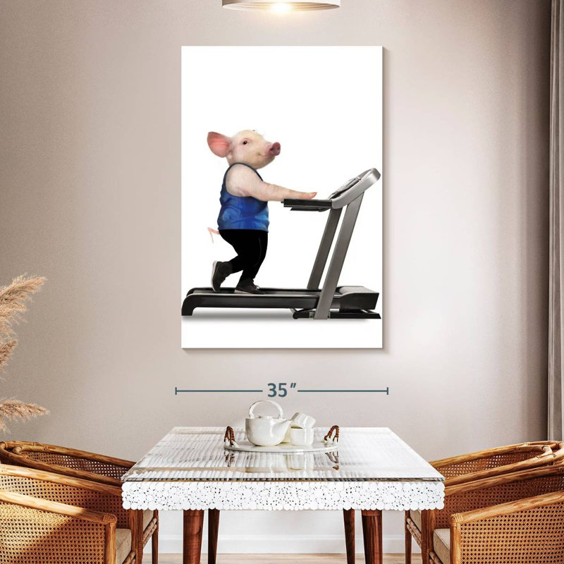 Pig On Treadmill, 51" H x 34" W