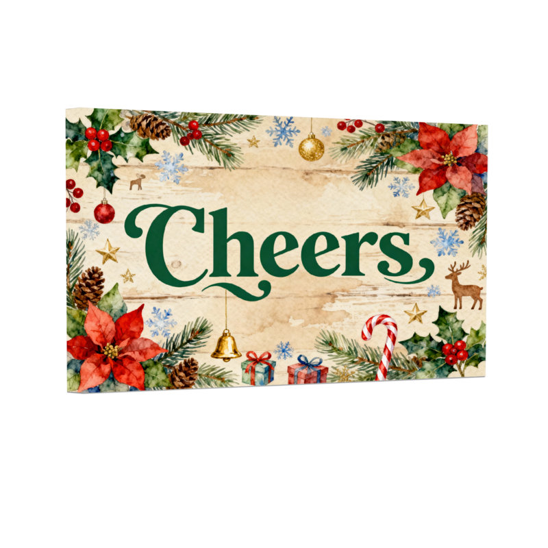 Couronne de Noël avec poinsettias et décorations de Noël, H 20 po x l 30 po