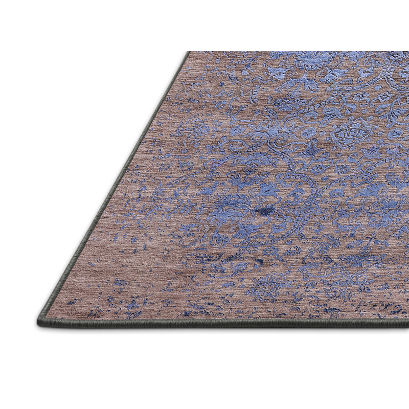 Tapis brun / bleu Shae, Tapis de couloir 2 pi x 5 pi