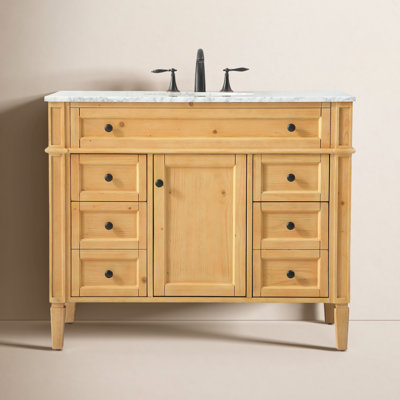 Rivers 42'' Single Bathroom Vanity with Carrara Marble Top