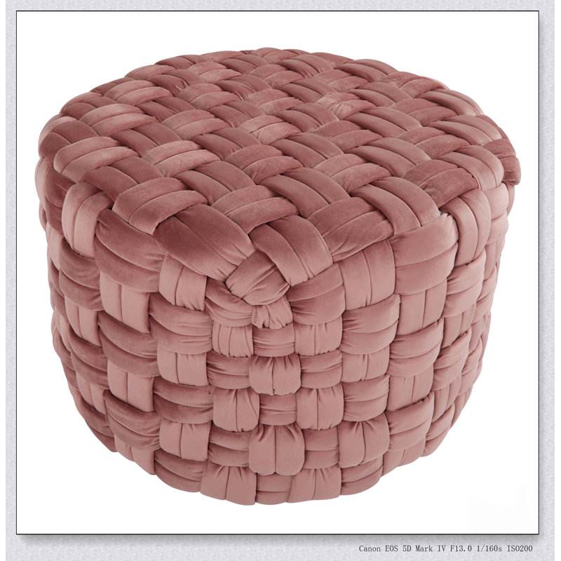 Repose-pieds rond en velours de 24 po de couleur rosée, multifonctionnel et élégant pour chaque pièce, Rose