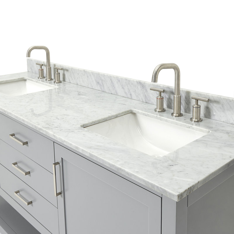 Bayhill 73'' W Double Vanity, Oval, Gray, 61"