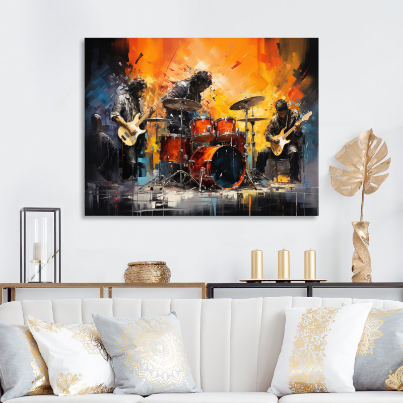 Rock Band In Action I - Dance, art mural, H 30 po x l 40 po x P 1,5 po, Toile tendue