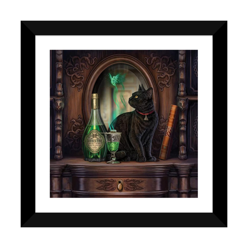 " Absinthe " by Lisa Parker, 16" H x 16" W x 1" D, Black Framed Fine Art Paper