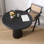 Table de salle à manger ronde noire en bois massif-1914406049