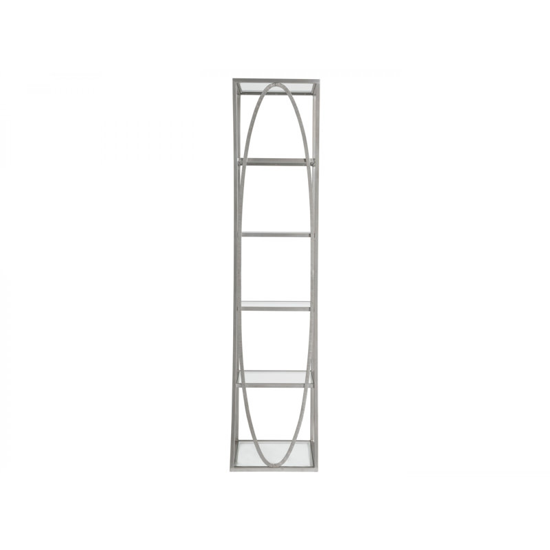 18"W x 19"D x 80"H  5-Tier Metal Designs Ellipse Slim Etagere, (5 Shelves) 80" H x 18" W x 19" D, Argento
