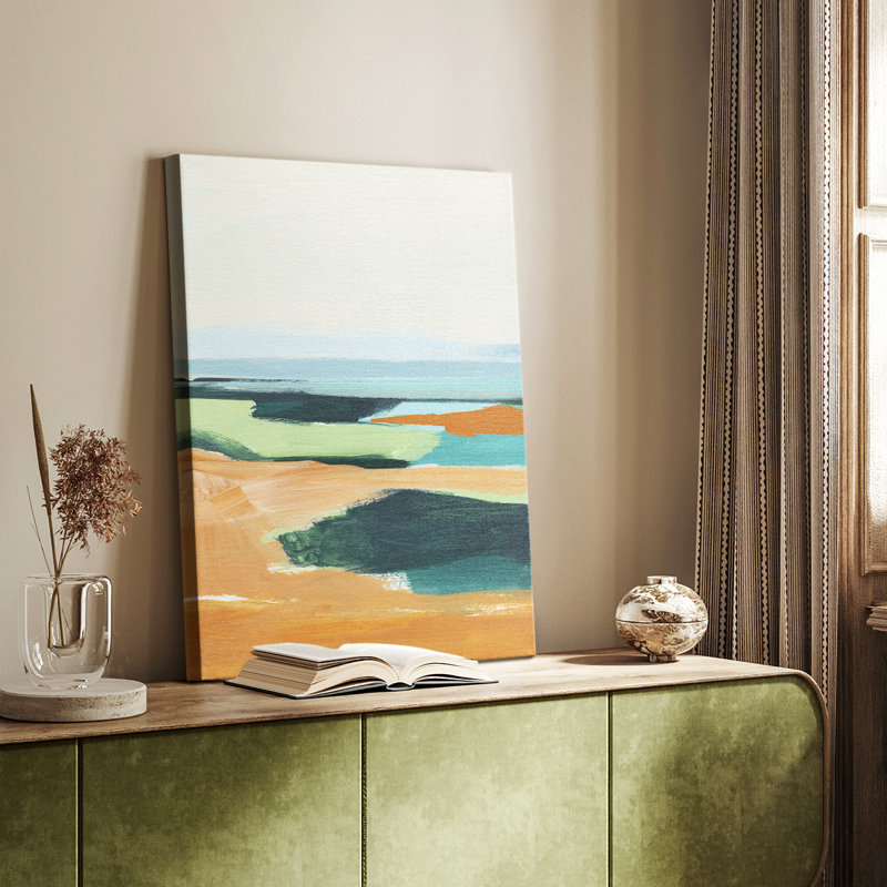 Turquoise et orange II - galerie Cavas sur mesure, H 48 po x l 32 po