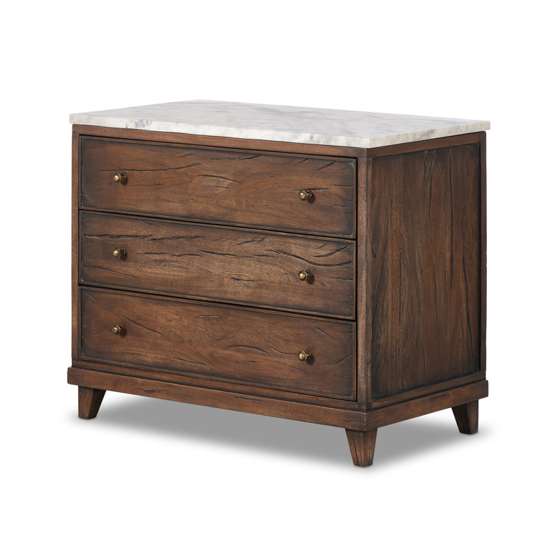 Odette Nightstand-antique Belgium Bleach, Brown/White