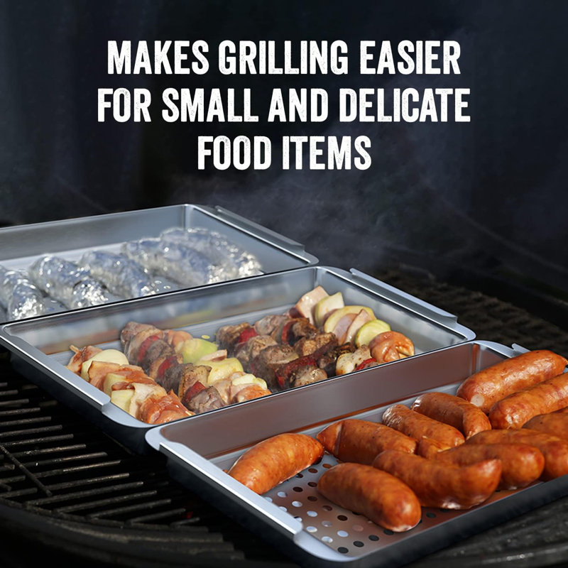 Ensemble de 4 paniers de barbecue Yukon Glory avec poignée à pince, en acier inoxydable (sans station de service)