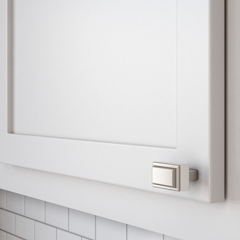 4425 Rectangle Raised Knob, Satin Nickel