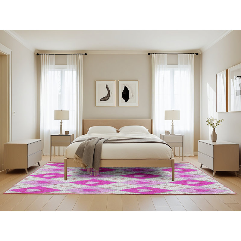 Tapis rose / gris clair Power Loom, Rectangle 5 pi x 8 pi