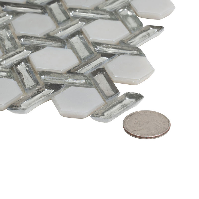 12" x 12" Straight Edge Glass Mosaic Wall & Floor Tile, White