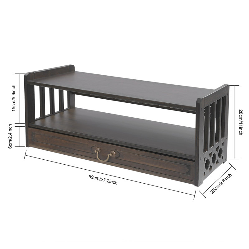 Desktop Organizer Altar Table With Drawer, nut-brown
