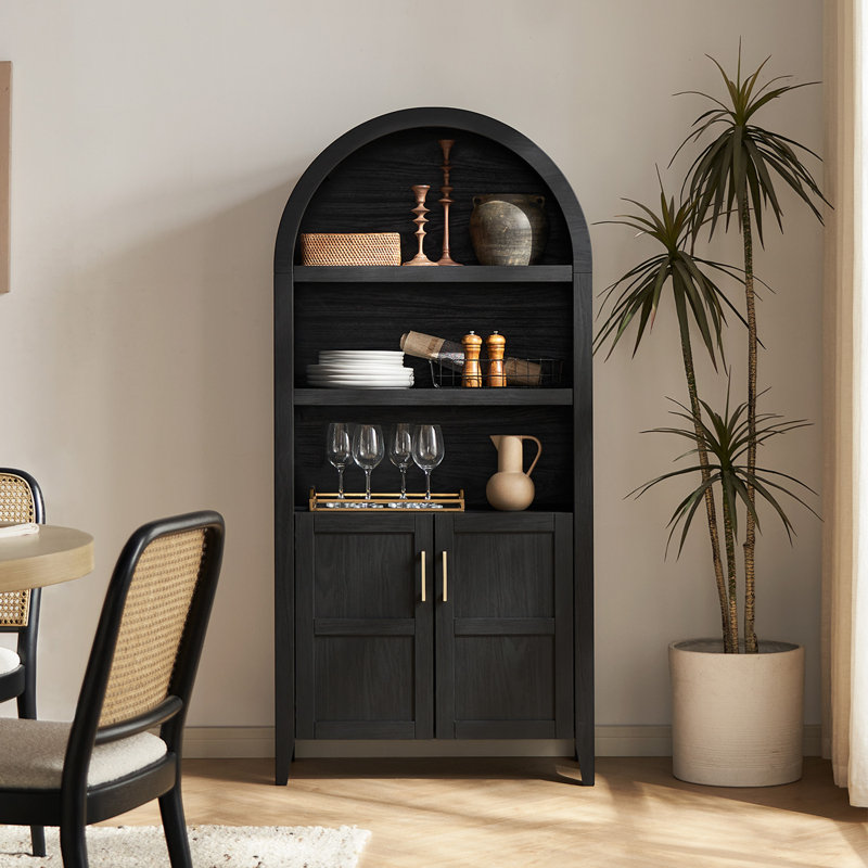 Kropp Storage Bookcase, Black, (3 Shelves) 77.4" H x 36" W x 16" D