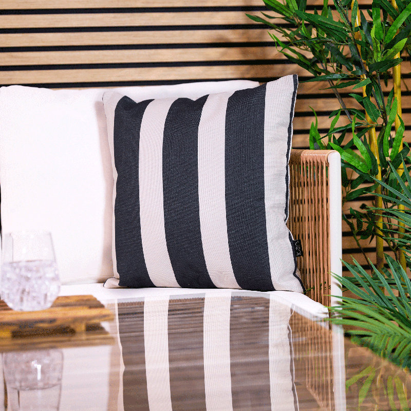 Stripe Indoor-Outdoor Cushion, Black