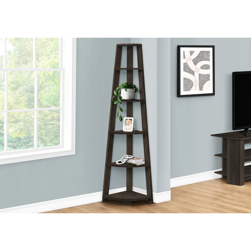 Bibliothèque contemporaine à 5 niveaux H 72 ", stratifié brun pour bureau Charisma H 72", chambre glamour